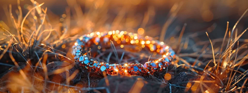 a sparkling hematite bracelet reflects the vibrant colors of the australian outback under the golden sun.